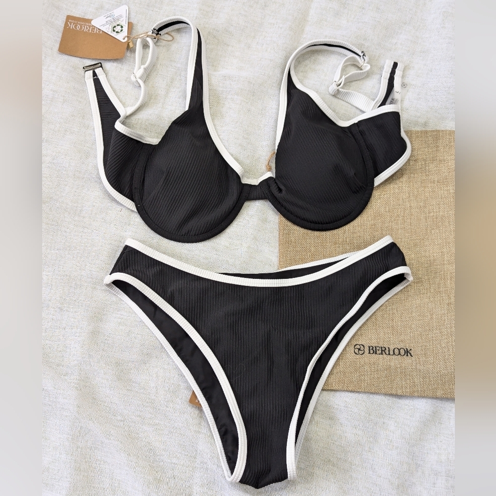 Berlook Black and White Bikini Set
